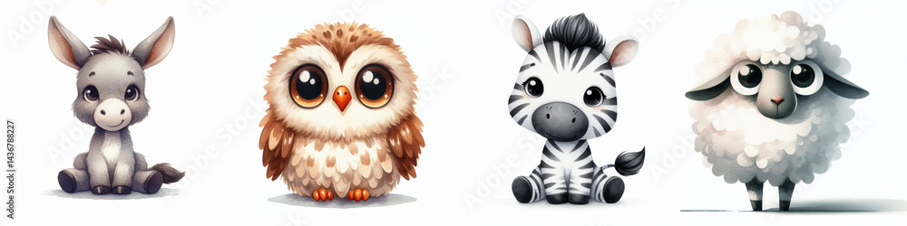 Fototapeta premium Ilustración de animales estilo acuarela. minimalista