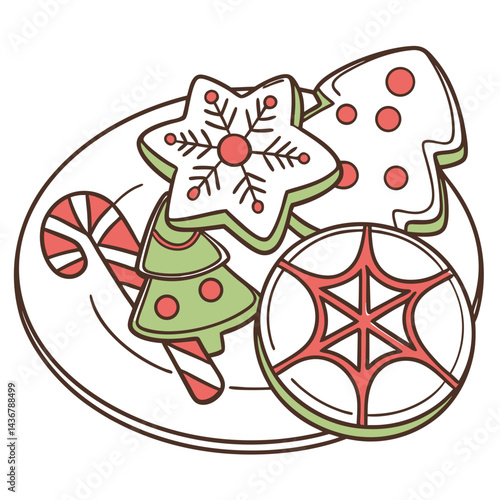 Christmas Cookies Plate Illustration

