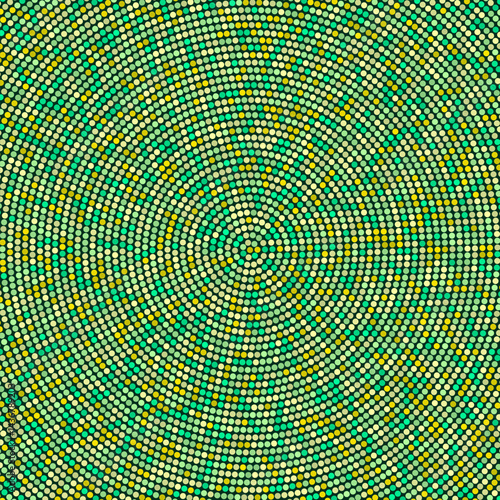 Neon dots abstract background. Green and yellow colored dotted halftone backdrop. Vector template for your creative designs.