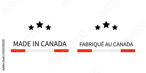Obraz na płótnie Made in Canada labels in English and in French languages. Quality mark vector icon. Perfect for logo design, tags, badges, stickers, emblem, product package, etc. w salonie