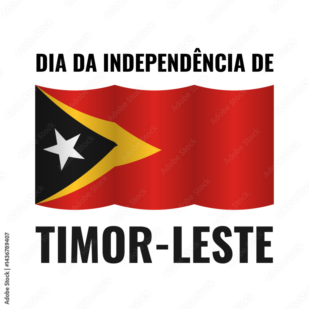 East Timor Independence Day typography poster in Portuguese. Vector template for banner, greeting card, flyer, etc.