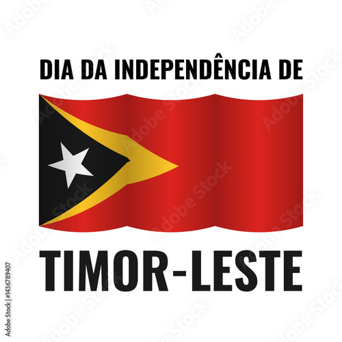 East Timor Independence Day typography poster in Portuguese. Vector template for banner, greeting card, flyer, etc.