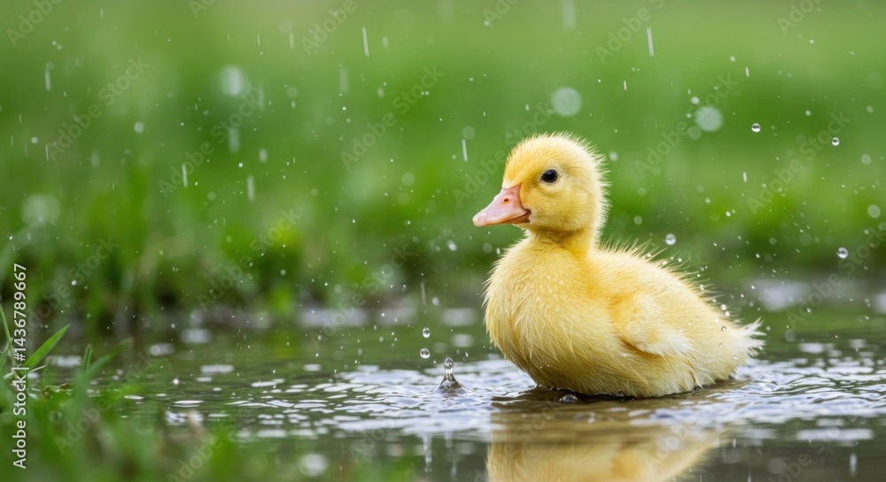 Baby duckling in the rain, photo Baby duckling in the rain, photo