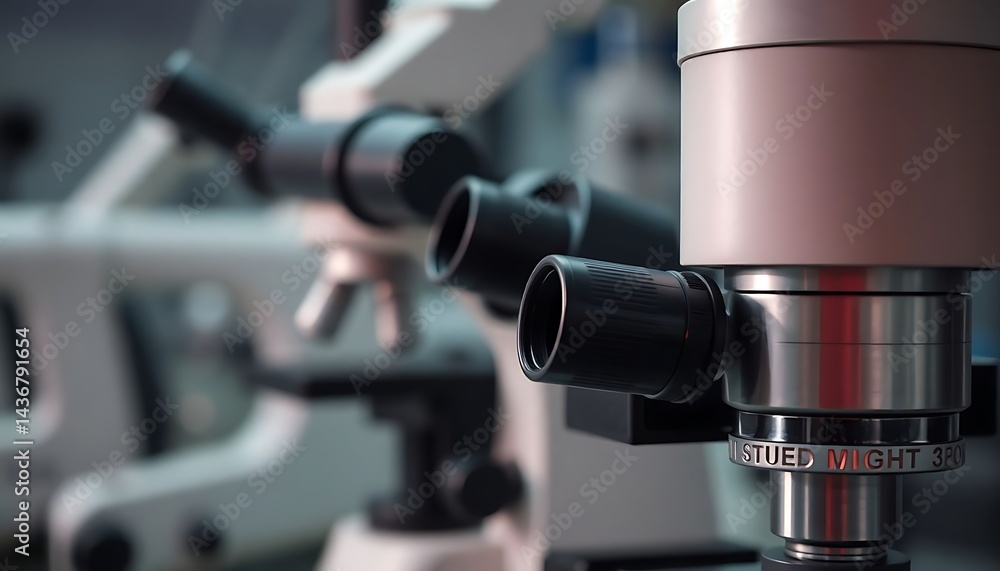 close up of a microscope with a blurry background close up of a microscope with a blurry background