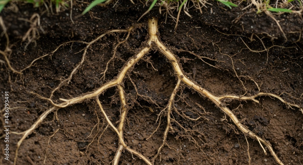 Fototapeta premium Plant Roots in Soil Photo