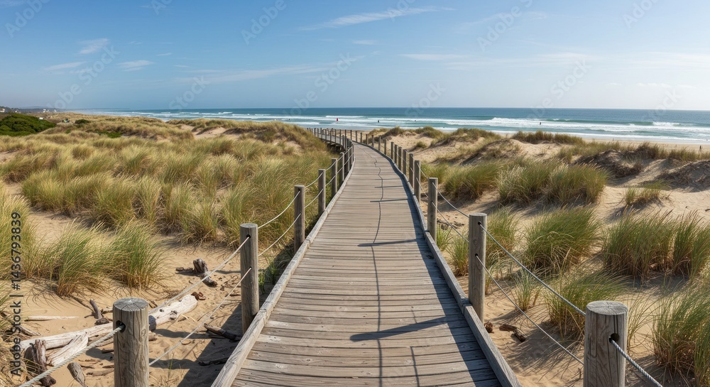 Fototapeta premium Wooden Boardwalk to the Beach (Photo)