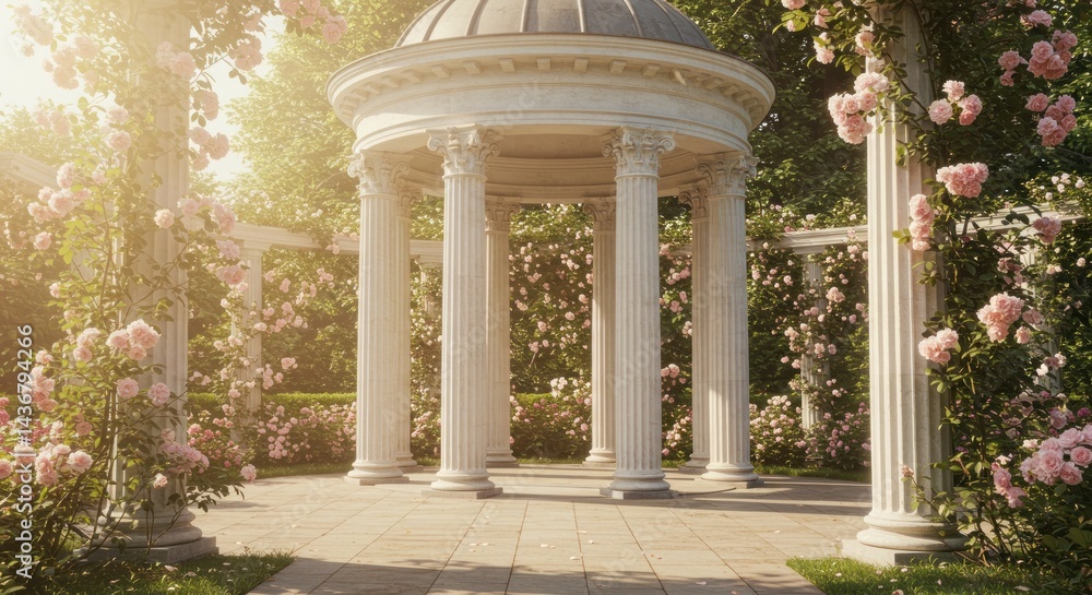 Obraz premium Romantic Garden Gazebo Illustration