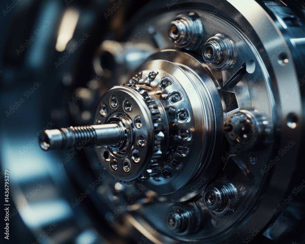 Close-up of a precision-engineered mechanical component showcasing intricate details and metallic shine. Close-up of a precision-engineered mechanical component showcasing intricate details and metallic shine.
