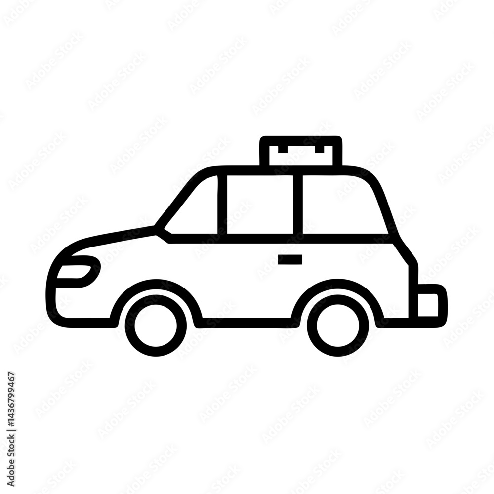 Car with luggage icon in outline style for travel, transportation, and vacation concept Car with luggage icon in outline style for travel, transportation, and vacation concept