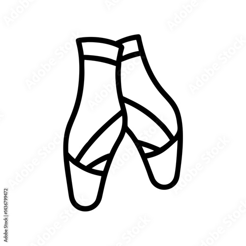 Pointe shoes icon in outline style for ballet, dance, and performance art concept