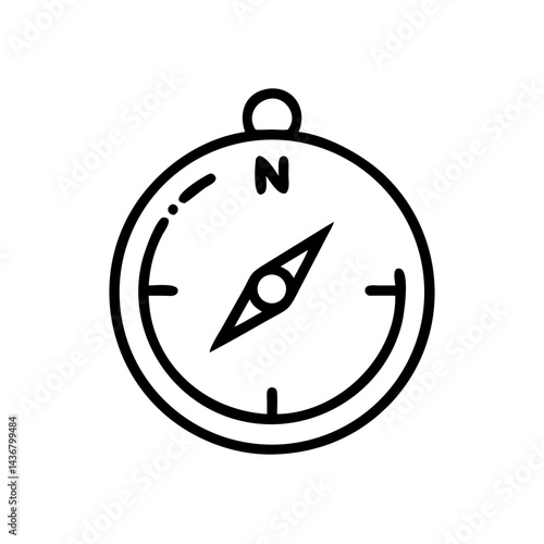 Compass icon in outline style for navigation, adventure, and exploration concept