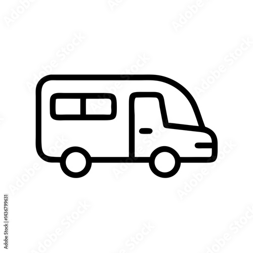 RV van icon in outline style for travel, adventure, and camping concept - 2