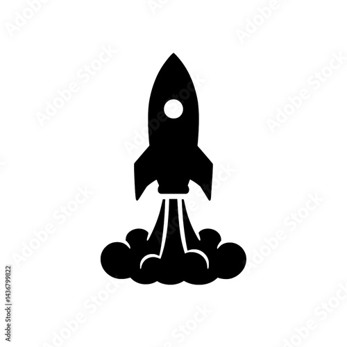 Rocket Launch Silhouette Vector Illustration