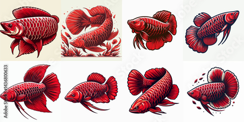 arowana fish vector illustration