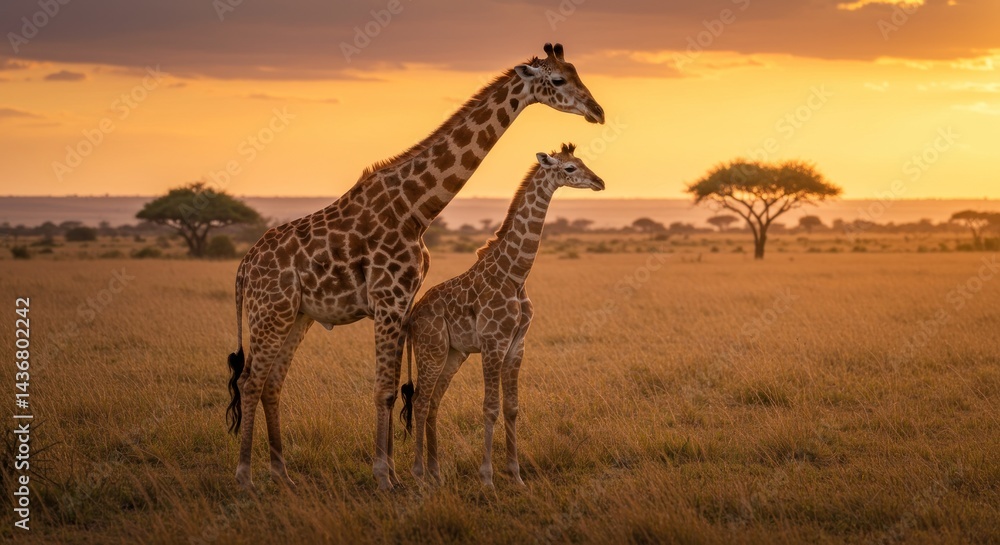 Obraz premium Giraffes at Sunset (Photo)