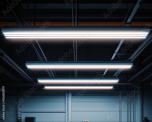 Modern industrial lighting illuminates a sleek space with a minimalist design.