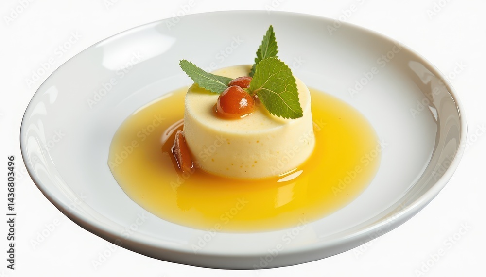 Fototapeta premium A chef plating a Michelin starred calamansi inspired dessert.,isolated on white background