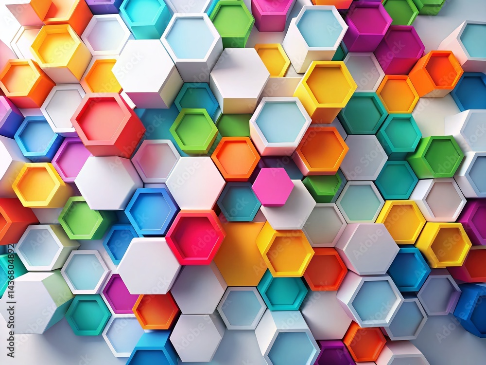 Abstract 3D Hexagonal Shapes White Background - Modern Geometric Design Stock Photo Abstract 3D Hexagonal Shapes White Background - Modern Geometric Design Stock Photo