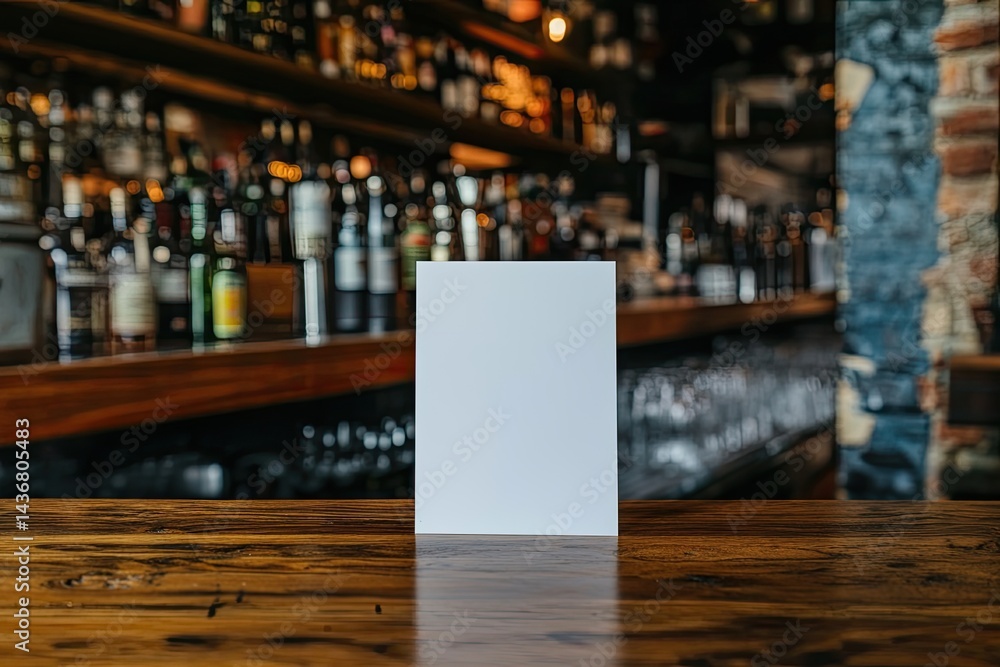 Blank menu on a wooden bar Blank menu on a wooden bar