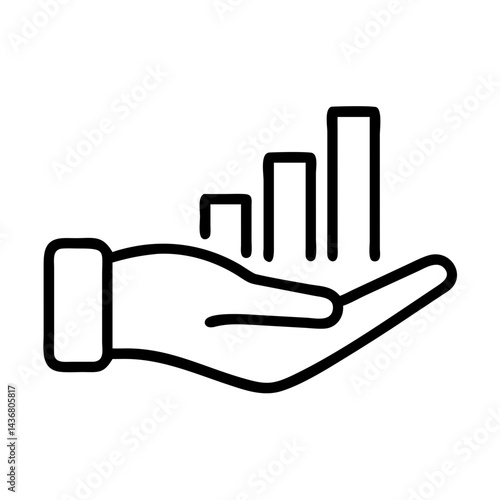 Hand holding bar chart icon, growth representation concept