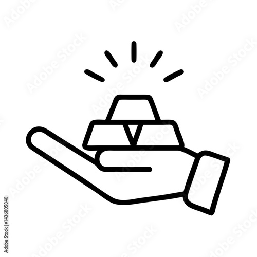 Hand holding gold bar icon symbolizing wealth and prosperity concept