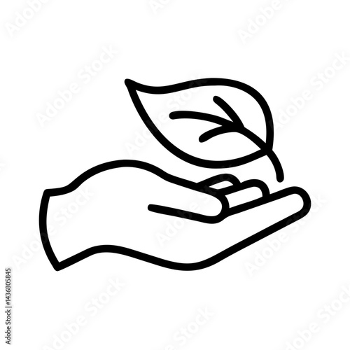 Hand holding leaf icon, nurturing nature care concept