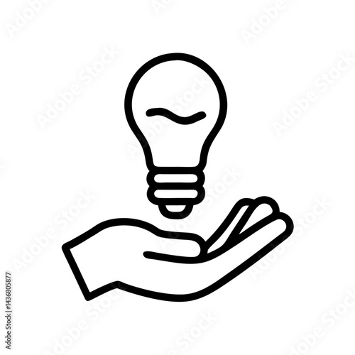 Hand holding light bulb icon, creativity and innovation concept