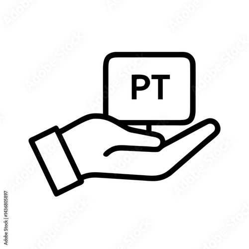 Hand holding platinum bar icon, wealth and investment concept