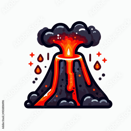 lava and magma mountain vector illustration