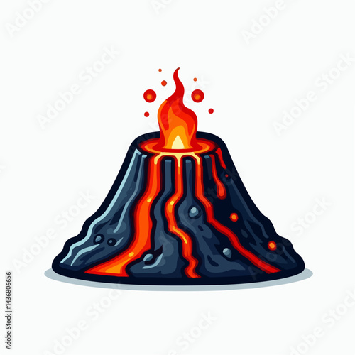lava and magma mountain vector illustration