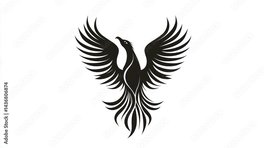 Obraz premium Bird in Flight, Abstract Design, White Background