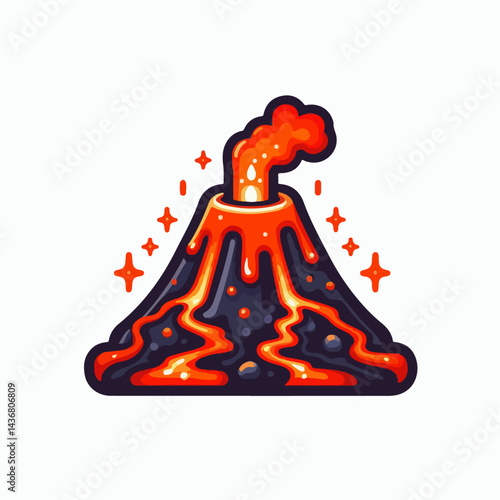 lava and magma mountain vector illustration