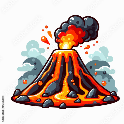 lava and magma mountain vector illustration