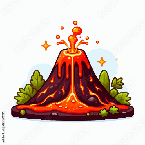 lava and magma mountain vector illustration
