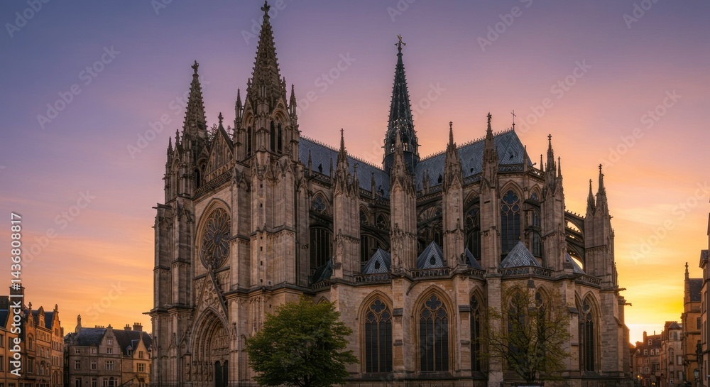 Fototapeta premium Gothic Cathedral at Sunset - Photo