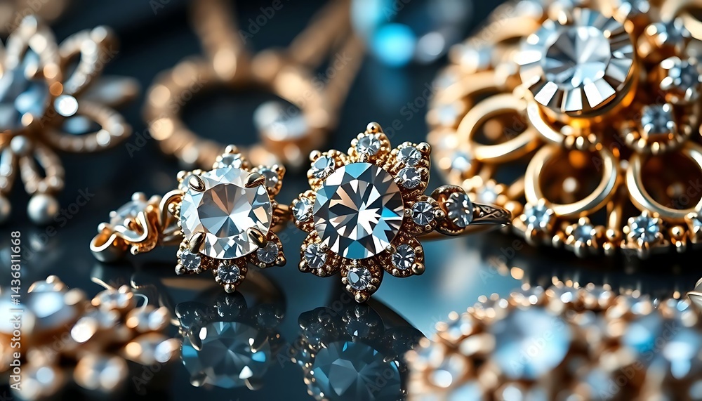 Fototapeta premium close up of a bunch of rings on a table