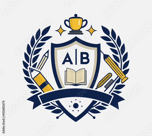 University college school badge logo design vector image. Education badge logo design. University high school emblem