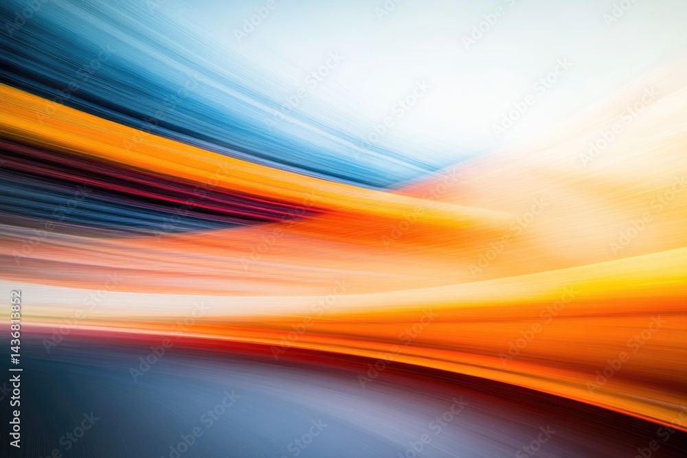 Obraz premium Abstract art showcasing vibrant orange, blue, and red hues in dynamic, flowing lines.
