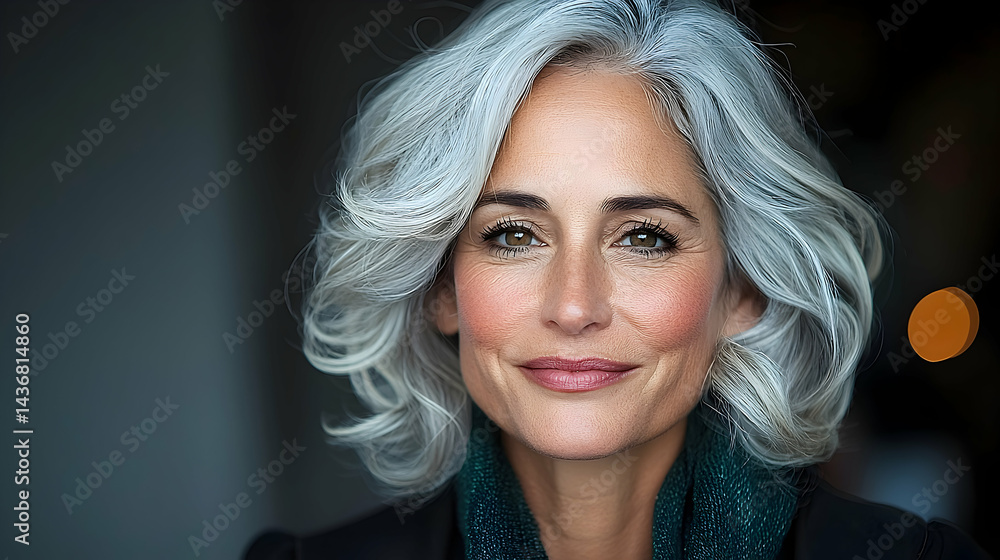 Portrait of a Smiling Mature Woman with Gray Hair Portrait of a Smiling Mature Woman with Gray Hair
