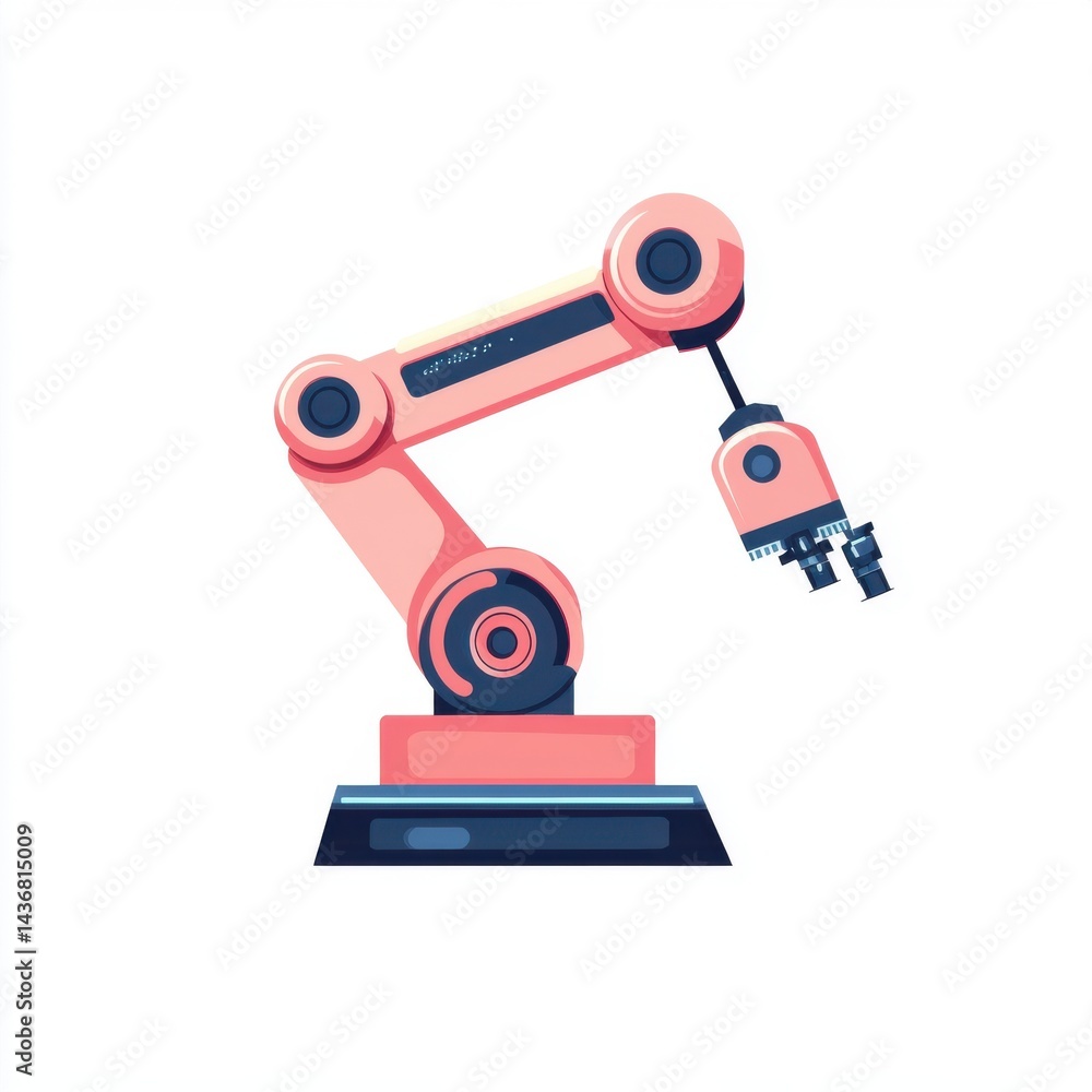 A modern robotic arm in a vibrant, stylized design, showcasing advanced technology and innovation. A modern robotic arm in a vibrant, stylized design, showcasing advanced technology and innovation.