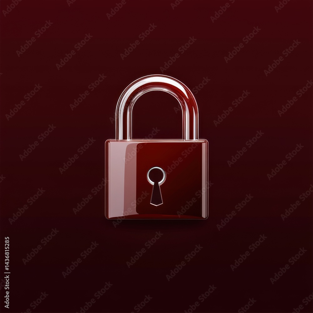 Naklejka premium A sleek, red padlock on a dark background, symbolizing security and privacy.