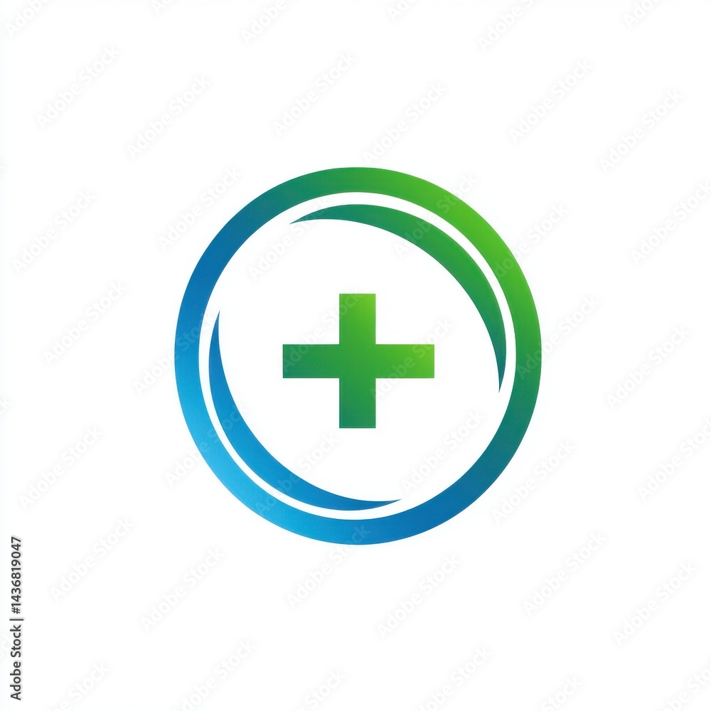 A modern healthcare symbol featuring a green plus sign in a circular gradient design. A modern healthcare symbol featuring a green plus sign in a circular gradient design.