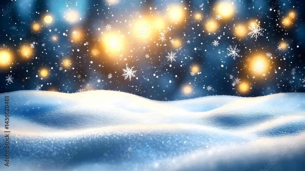Serene Wonderland Landscape with Glimmering Snow and Gentle Lights Serene Wonderland Landscape with Glimmering Snow and Gentle Lights