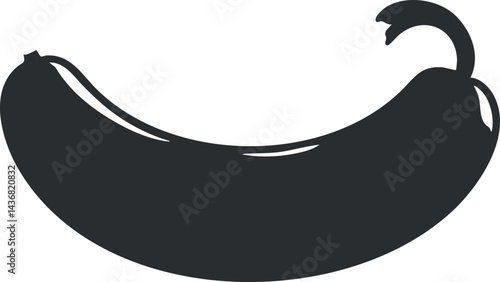 Black silhouette of a chili pepper vegetable isolated on white background for cooking and seasoning