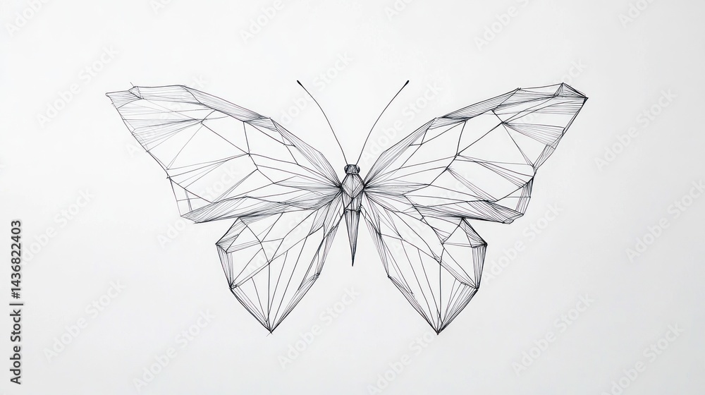 Obraz premium Geometric butterfly art, white background, design element, print