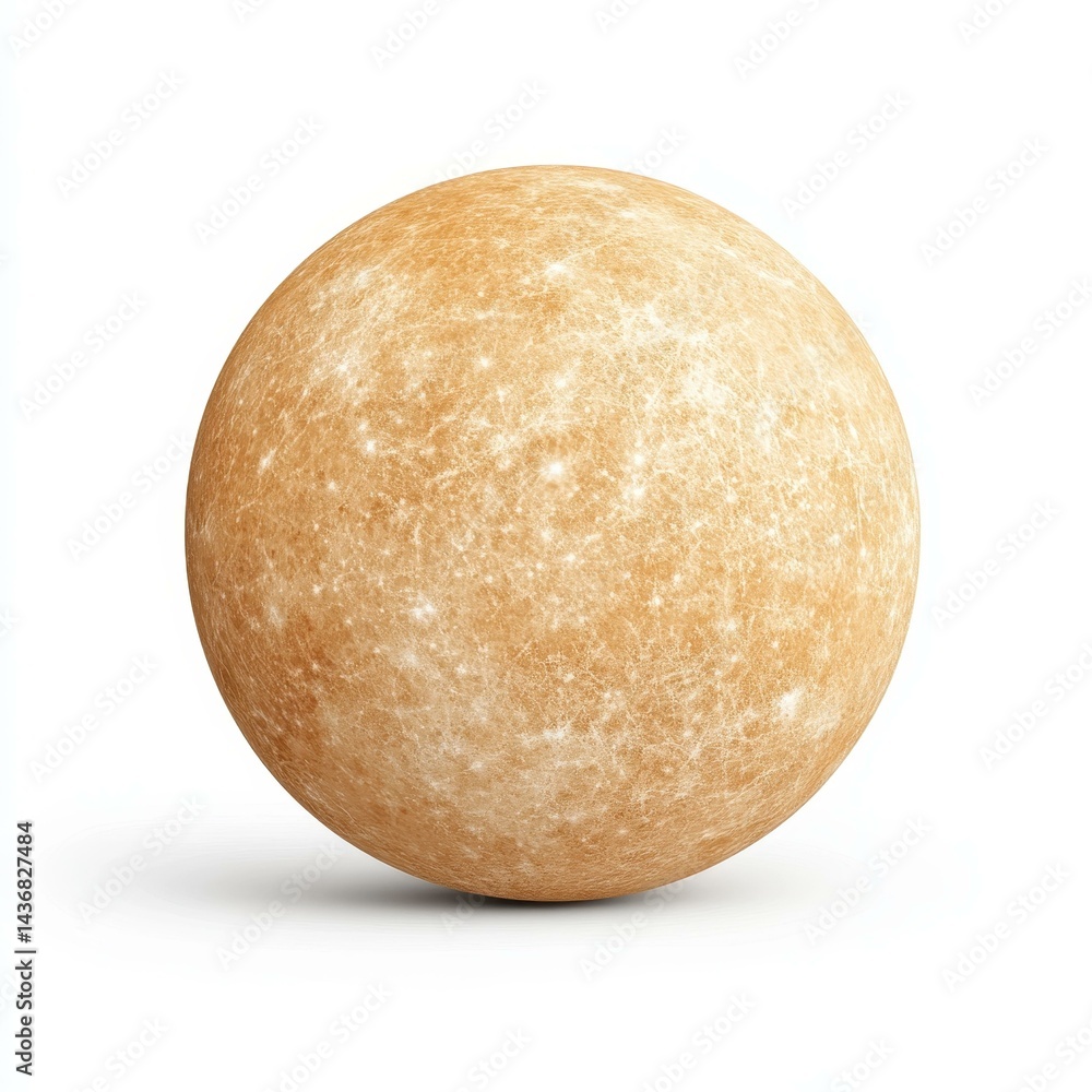 Fototapeta premium Mercury, the smallest planet in our solar system, shines bright against a clean white background, showcasing its unique features.