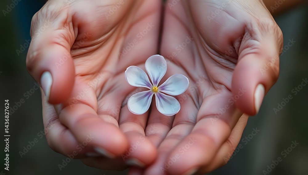 person holding a flower in their hands person holding a flower in their hands