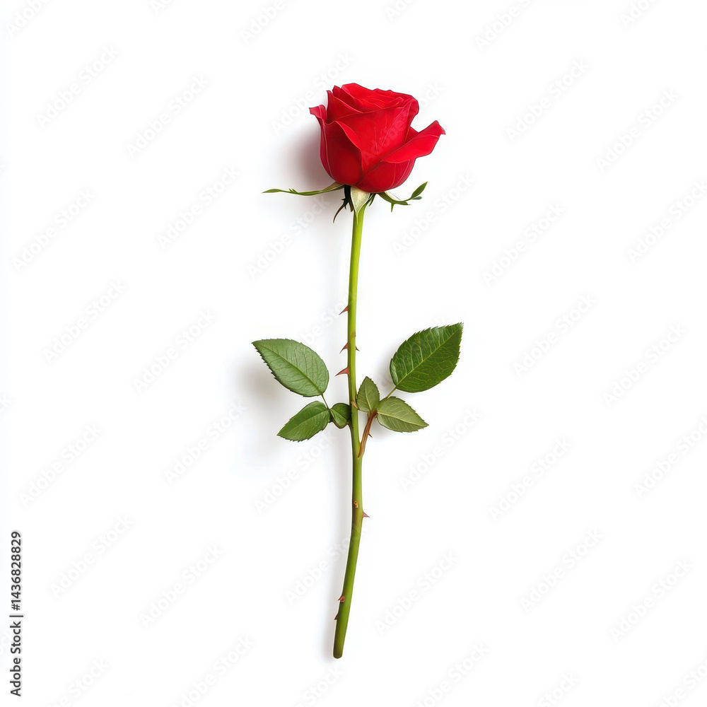 A stunning red rose flower with soft petals, beautifully isolated on a white background, perfect for any design project. A stunning red rose flower with soft petals, beautifully isolated on a white background, perfect for any design project.