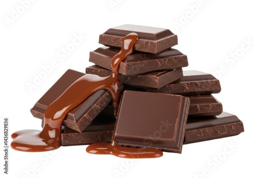 Delicious chocolate chunks with caramel sauce sweet dessert food