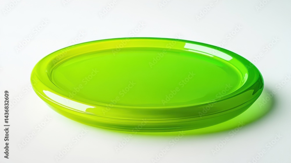 Vibrant translucent green plate on a minimalist white background, showcasing modern design and elegance. Vibrant translucent green plate on a minimalist white background, showcasing modern design and elegance.